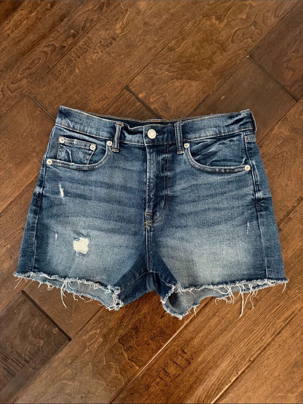 GAP Blue Distressed Denim Cutoff Shorts